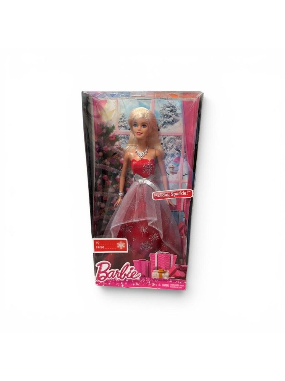 Holiday Sparkle Barbie Doll In Red Gown With Snowflake Design & Accessories -